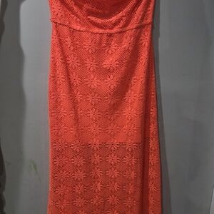 Elegant Coral Lace Dress Size Xl